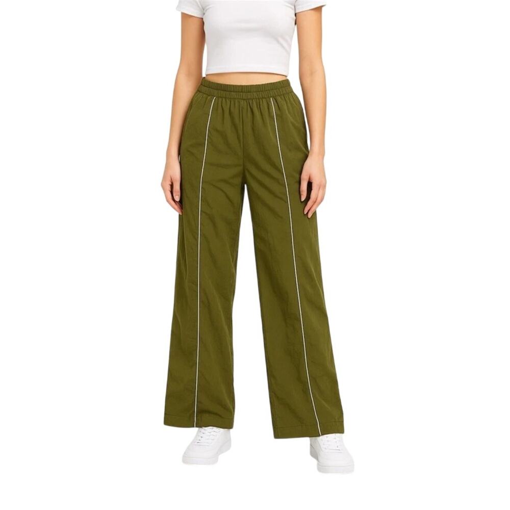 Forever 21 Active Piped-Trim Windbreaker Olive Green Pants Size M